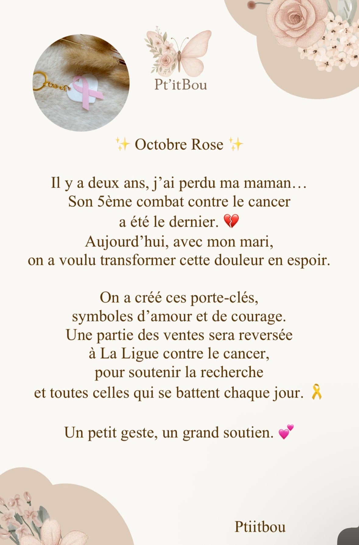 Porte Clé Octobre Rose